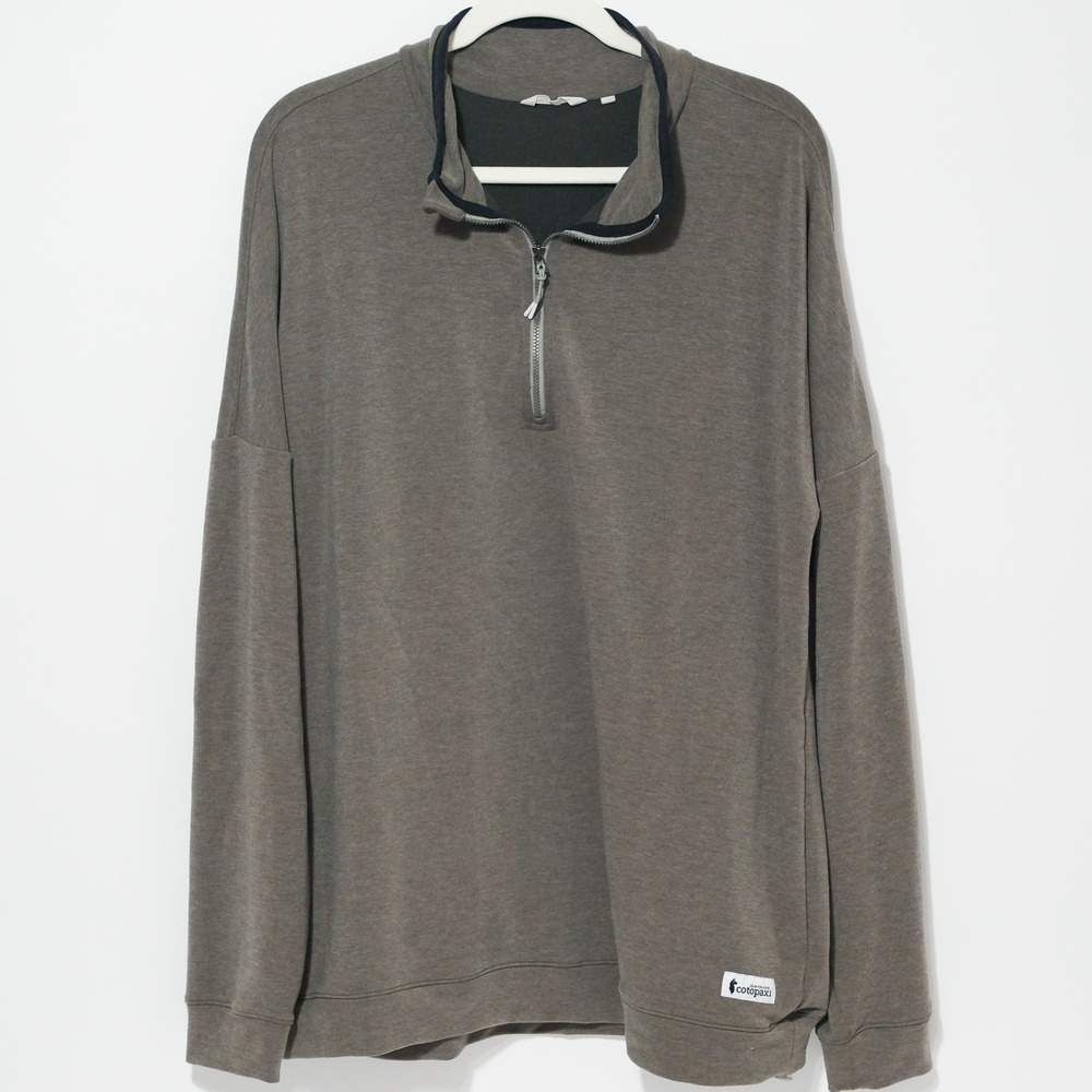 Cotopaxi Quarter Zip Pullover Mens Relaxed Fit XL Brown Heathered